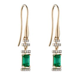 EMERALD/8 PAVE DIAMOND EARRINGS